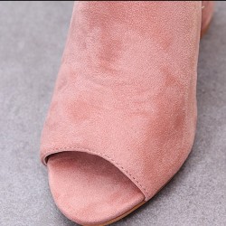 Stylish suede sandals - boots with open toe & heelBoots