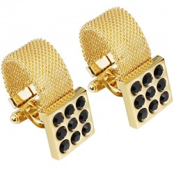 Lyx guld cufflinks med onyx sten