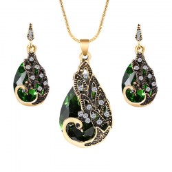 Earrings & necklace with crystal peacock - jewelry setJewellery Sets