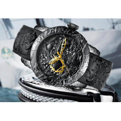 Luxury waterproof watch with dragon sculptureWatches