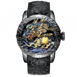 Luxury waterproof quartz watch with dragon sculptureWatches