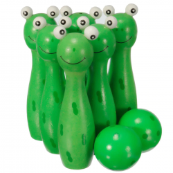 Trä bowling med bollar med djurform - leksak