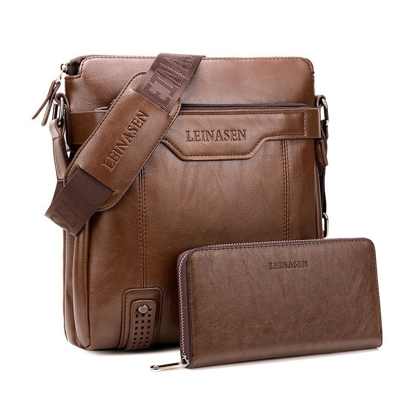 Modelig läder crossbody & axelväska med plånbok*