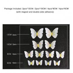 3D fjäril - väggklistermärke med magnet 12 bitar