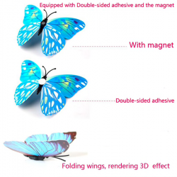 3D fjäril - väggklistermärke med magnet 12 bitar