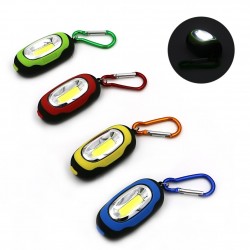 Mini COB LED 3-modes flashlight with karabinerKeyrings