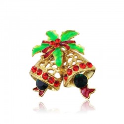 Christmas crystal brooch with jingle bellChristmas