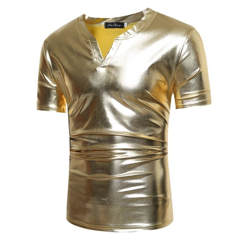 Shiny metallic t-shirt - kort ärm