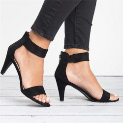 High heel pumps - elegant suede sandals with a back zipperSandals