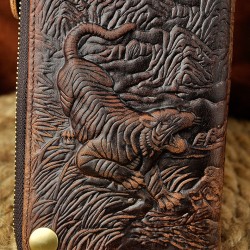 Dragon design - multifunktion läder plånbok med rem & zipper
