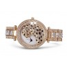 Lyx guld kvarts klocka med diamanter & leopard