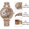 Lyx guld kvarts klocka med diamanter & leopard