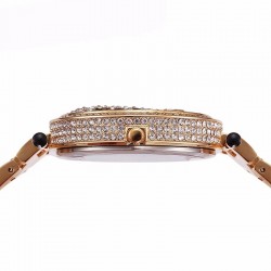 Lyx guld kvarts klocka med diamanter & leopard