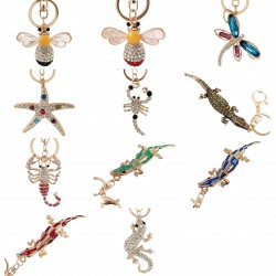 Crystal crocodile & starfish & bee - keychain