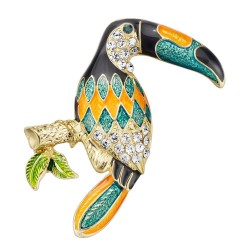 Elegant brosch med kristall toucan fågel