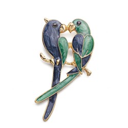 Dubbla papegojor - elegant brosch