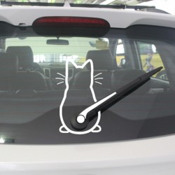 Vinyl sticker with a cat for the back car windshield & wiperStickers