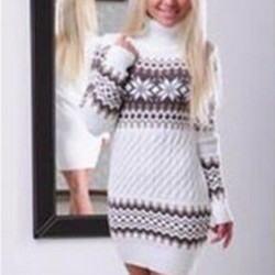Vinter lång tröja - miniklänning med turtleneck