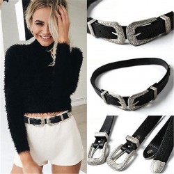 Vintage design double buckle leather beltBelts