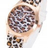 Fashionable stainless steel watch with leopard pattern - silicone bandWatches