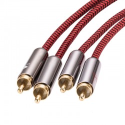 HiFi ljudkabel - 2 RCA till 2 RCA - flätad kabel OFC - 1m - 2m - 3m - 5m - 8m - 10m - 12m - 15m