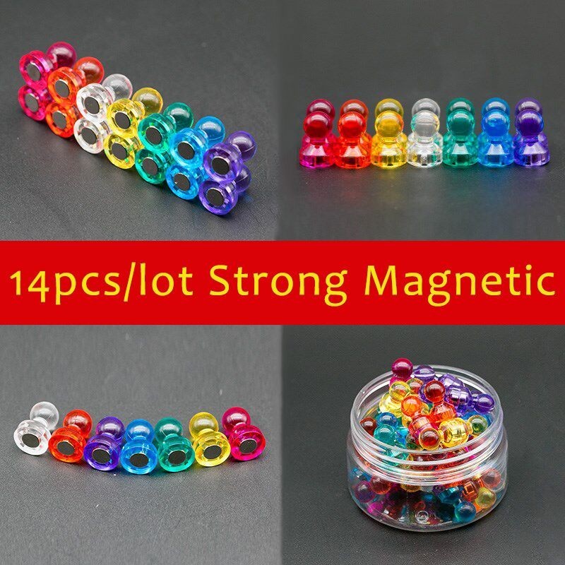 N35 - magnetisk neodym tumme tackar stift - kylskåp magneter - 14 bitar
