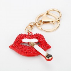 Crystal lips with a cigarette - keyringKeyrings