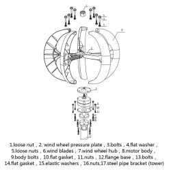 5000W AC 12V-24V - vindturbingenerator - lykta - 5 blad motor - vertikal axel - kit