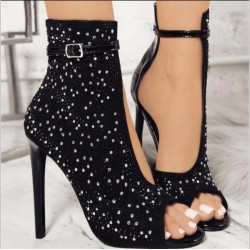 Crystal high heel pumps - ankle length - buckle strapPumps