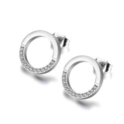 Rose Gold & Silver runda örhängen med kristaller