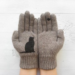 Cashmere handskar med kattunge
